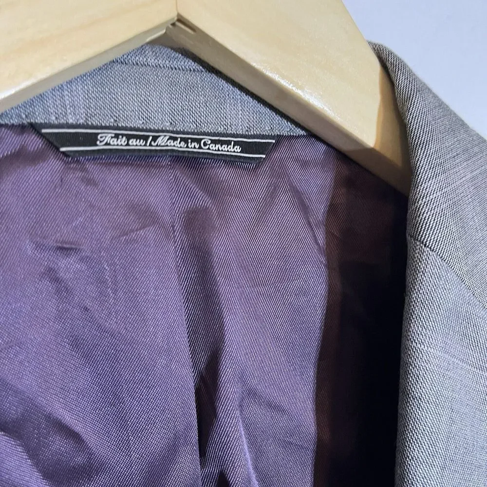 Jack Victor Men's 40L Napoli Gray Plaid Super 130's Wool 2 Button‎ Blazer Jacket